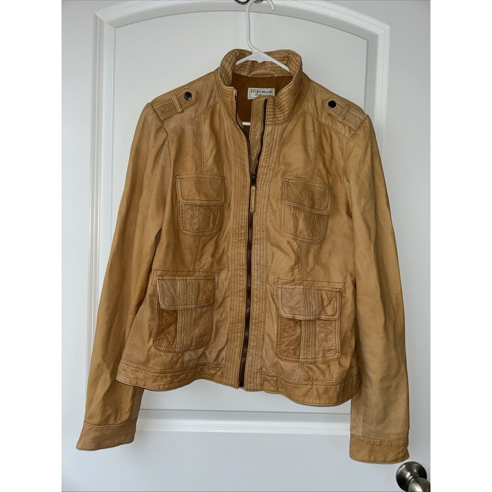 Lucky Brand Downtown Traveler Lambskin Leather Jacket Size XL - See Pics!
